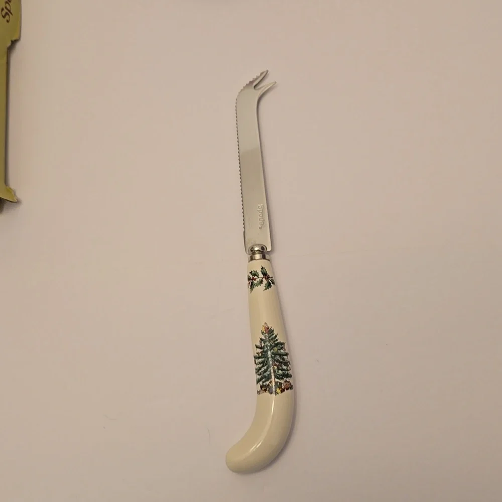 Spode Christmas Tree Appetizer Plate with Knife
